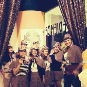 Our two teams playing dress-ups after our game.