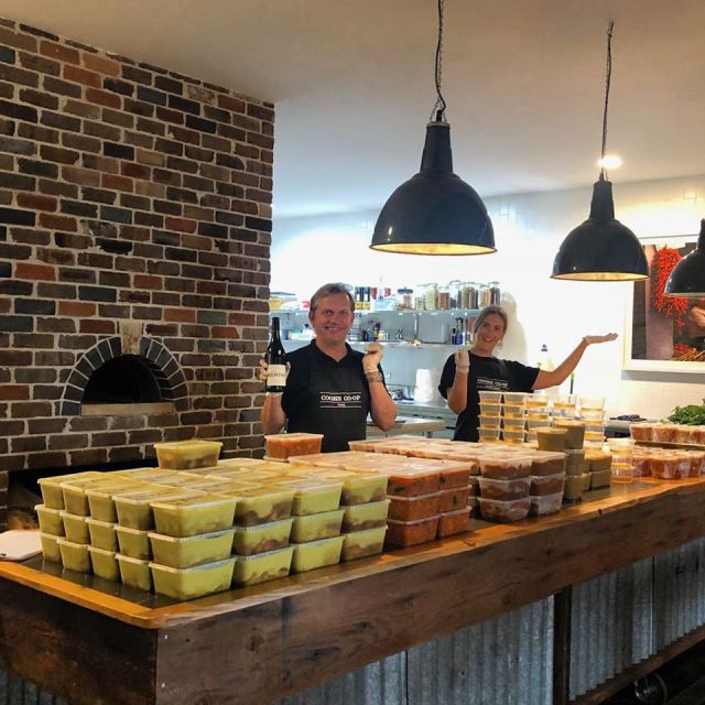 Packaging meals at the Cooks Co_op