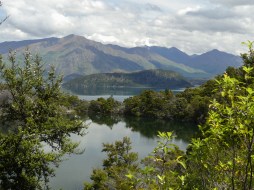 07 Arethusa Pool on Mou Waho Island looks suspended above Lake Wanaka. © Briar Jensen